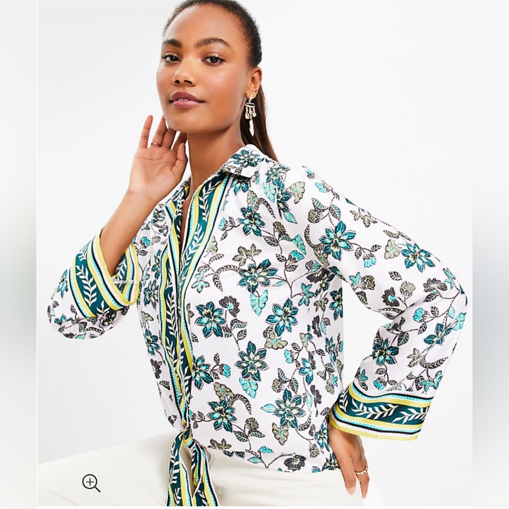 Loft Hibiscus Tie Front Women's Shirt, Sz. XXL. MSRP $65. Offers are welcomed.